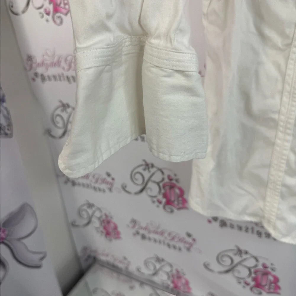 Cleo long sleeve shirt button up  cream White Shirt collared shiny buttons - Picture 4 of 13
